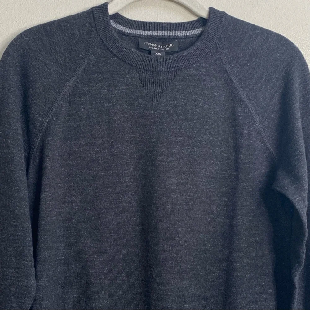 Men's Banana Republic Charcoal Grey Organic Cotton Crew-Neck Sweater Size XXS